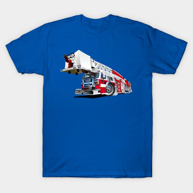 Cartoon Fire Truck T-Shirt by Mechanik